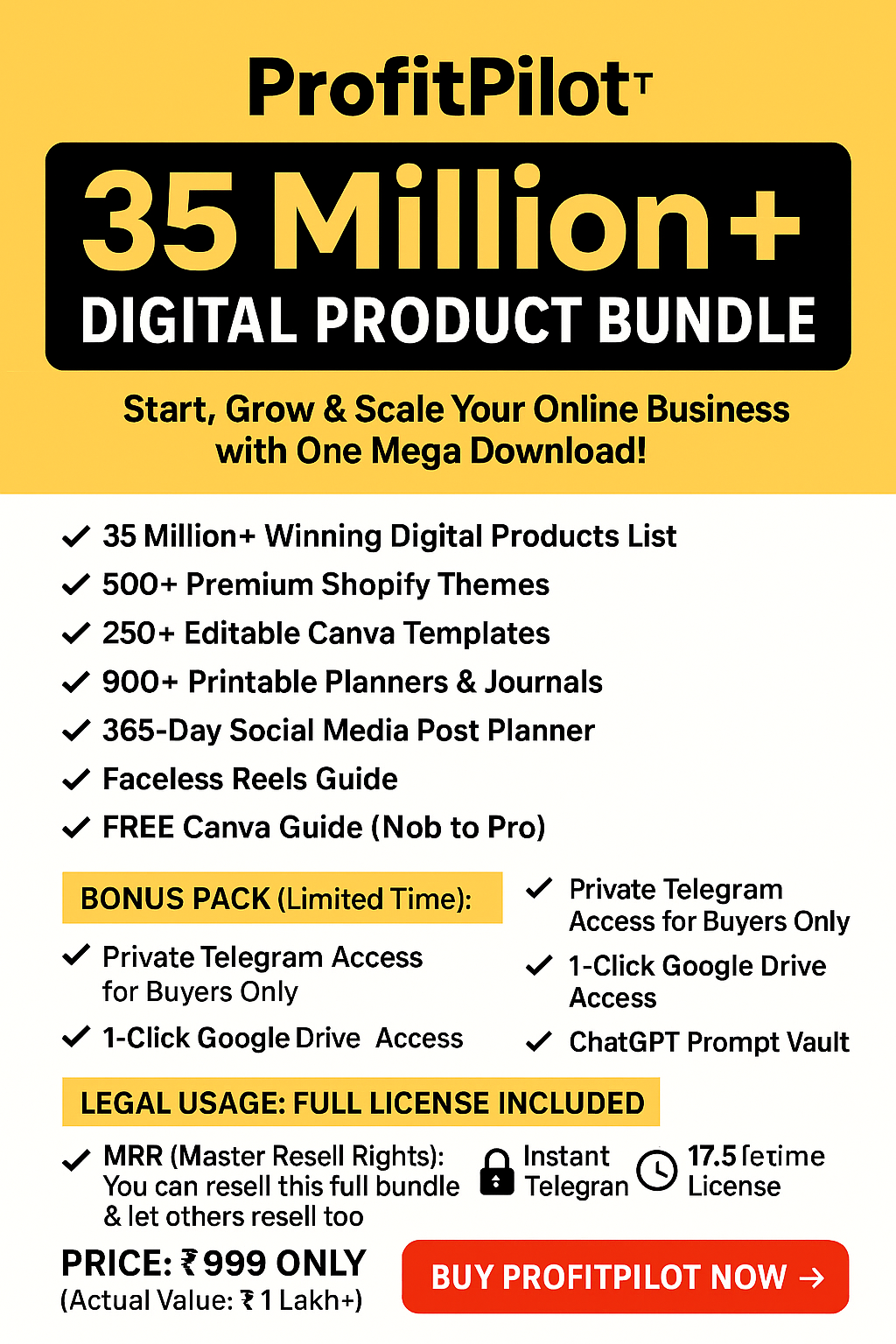 💼 ProfitPilot™ – 35 Million+ Digital Product Bundle